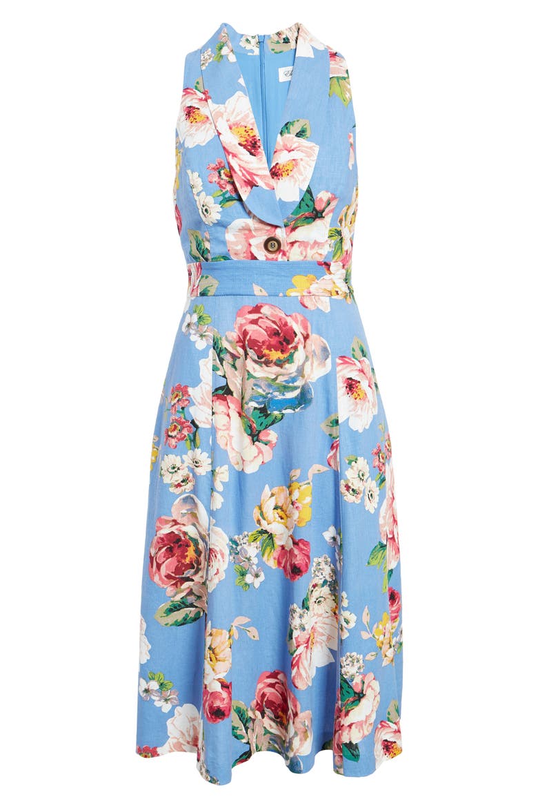 Floral Linen Blend Sundress, Alternate, color, BLUE