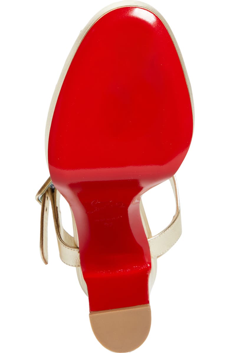 Christian Louboutin Cora Block Heel Sandal, Alternate, color, Platine/ Lin Platine