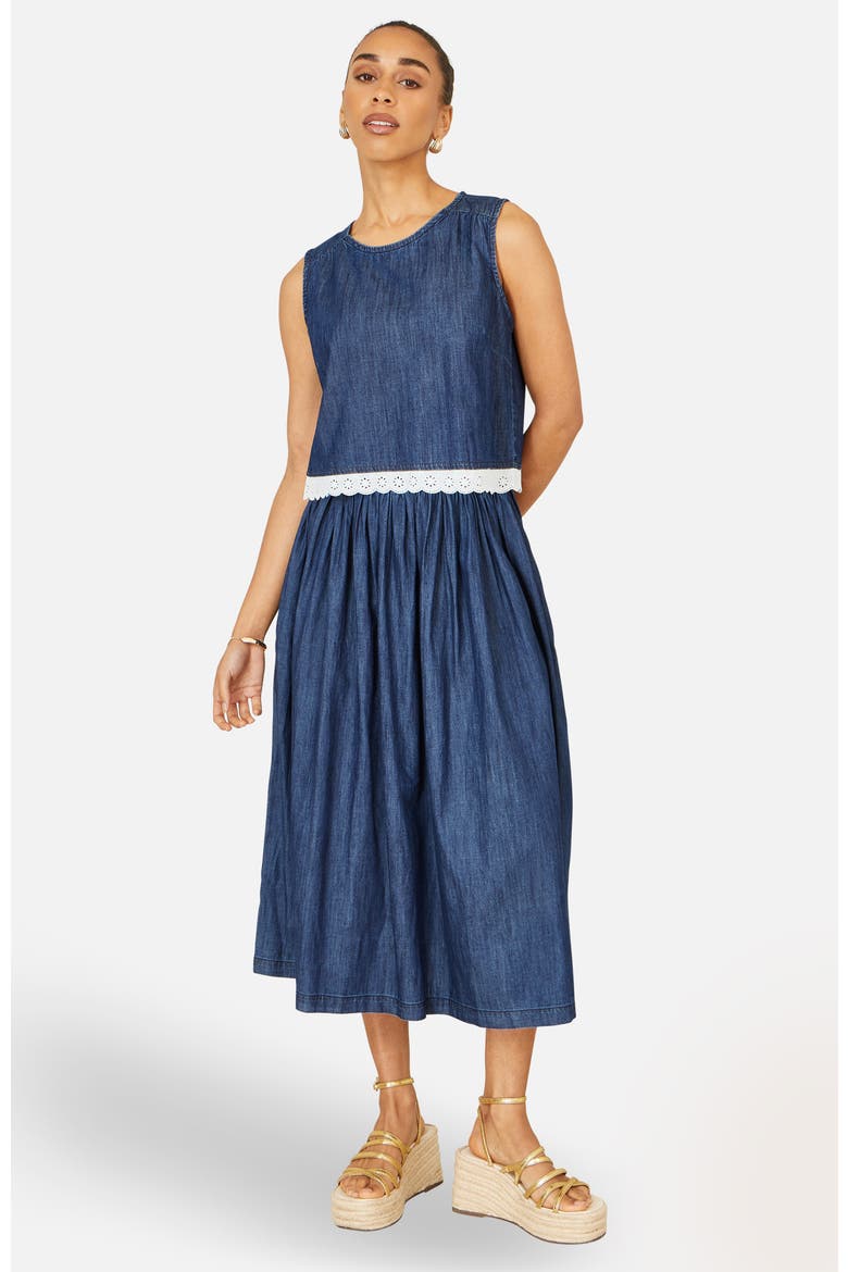 Denim Chambray Gathered Midi Skirt (Women) | Nordstrom