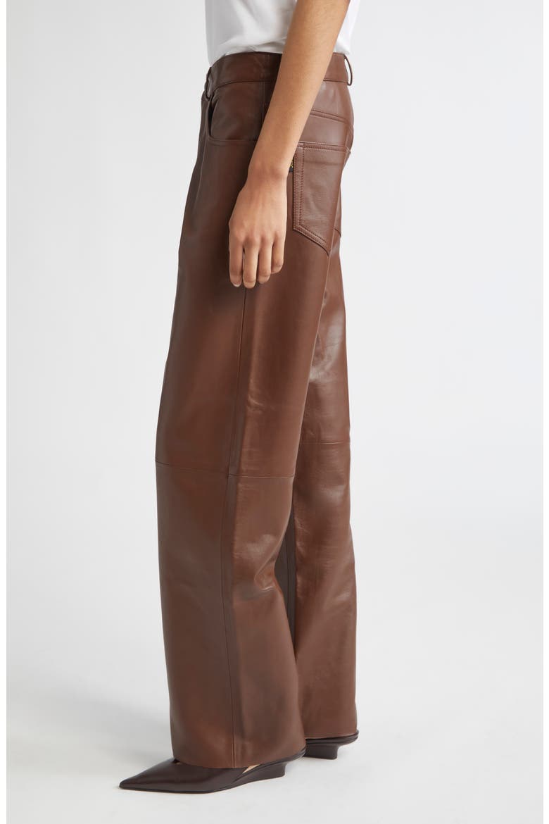Bonnie Lambskin Leather Pants, Alternate, color, CHOCOLATE