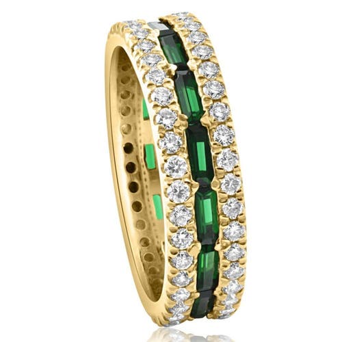 Bliss Diamond 2 1/2 Ct Diamond & Emerald Eternity Ring In Gold