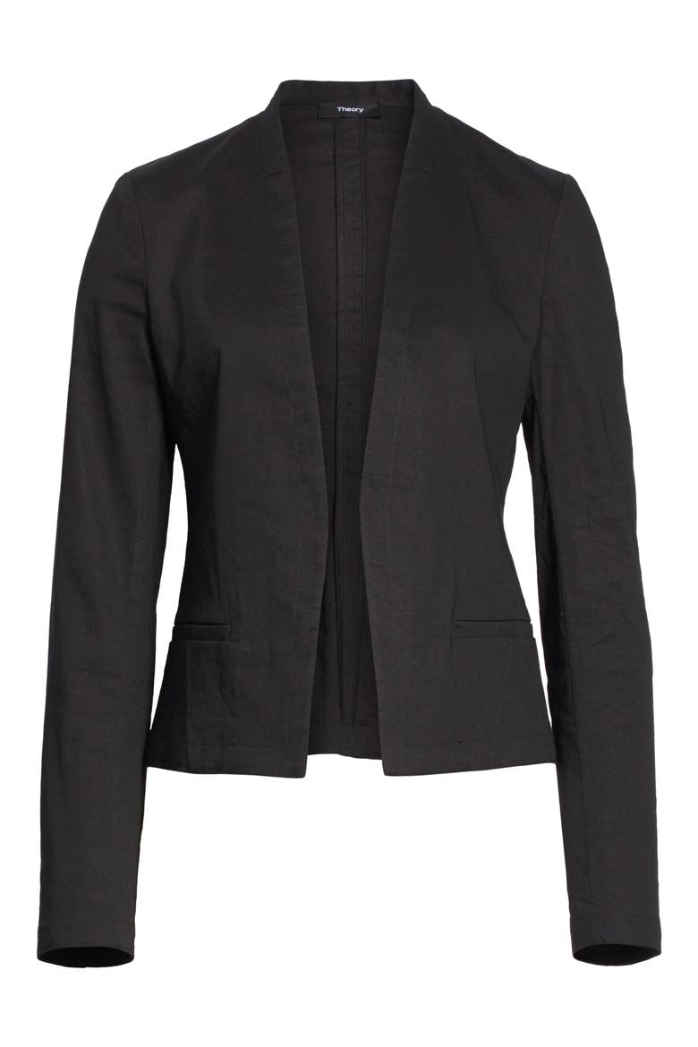Clean Linen Blend Blazer, Alternate, color, BLACK MULTI