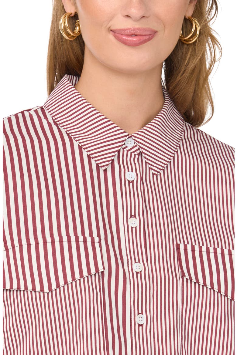 Striped Long Sleeve Button-Up Shirt, Alternate, color, BLOOM PLUM