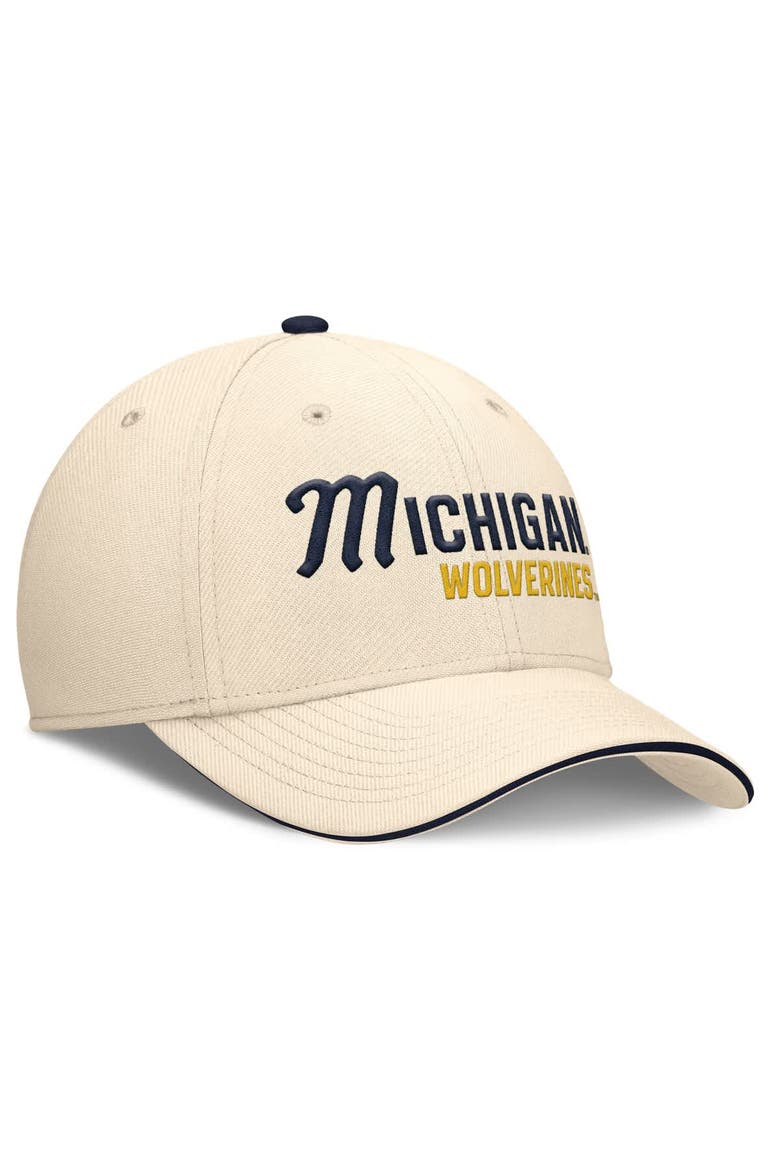 Men's Jordan Brand Natural Michigan Wolverines 2026 Primetime Swooshflex Hat, Alternate, color, Natural