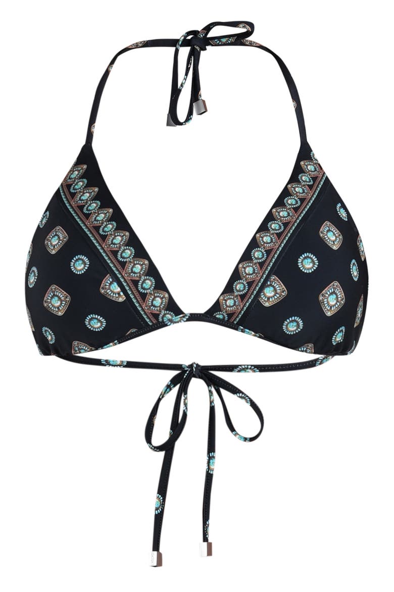 Annabelle Southwestern Bikini Top, Alternate, color, BLACK