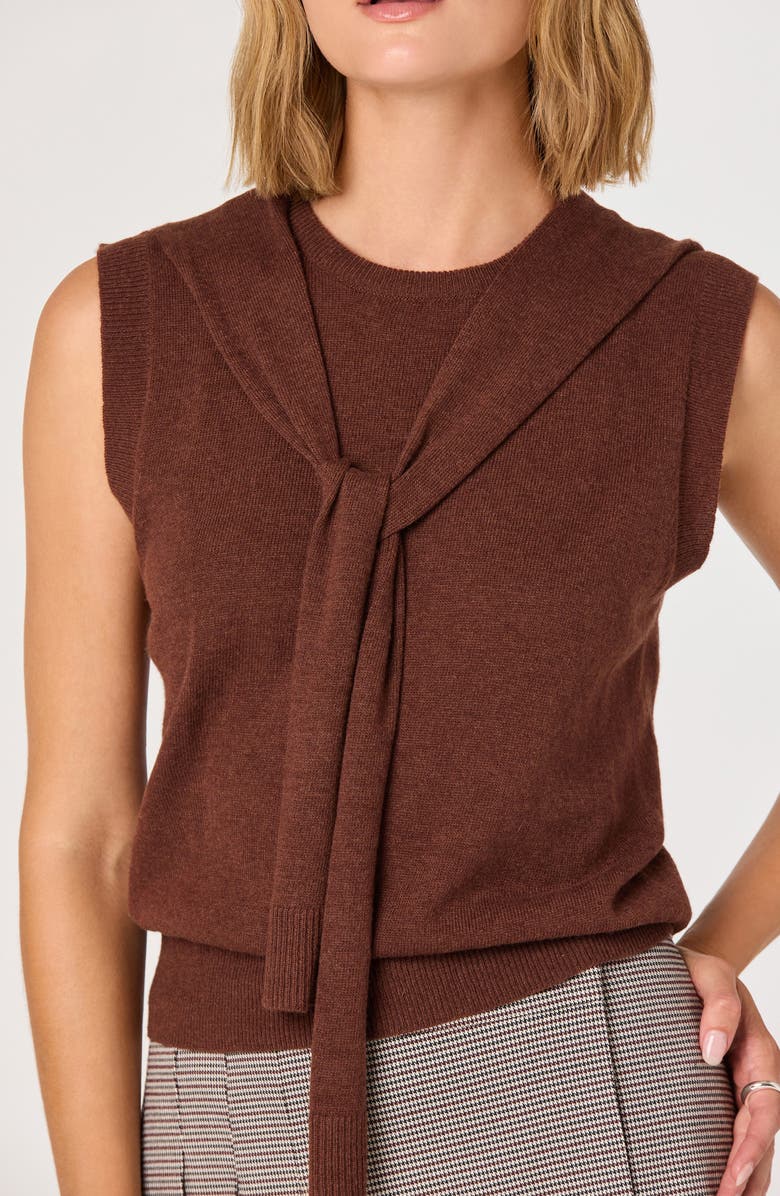 ASTR the Label Scarf Tie Sleeveless Sweater, Alternate, color, Brown