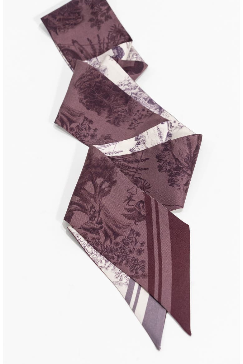 The Heroines Silk Twilly Scarf, Main, color, Plum