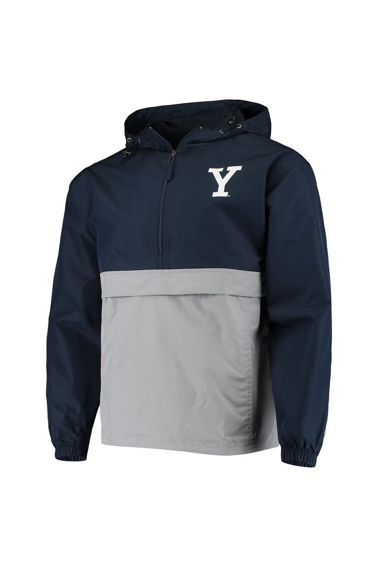 Men's Champion Navy Yale Bulldogs Color Blocked Packable Half-Zip Jacket, Alternate, color, Navy