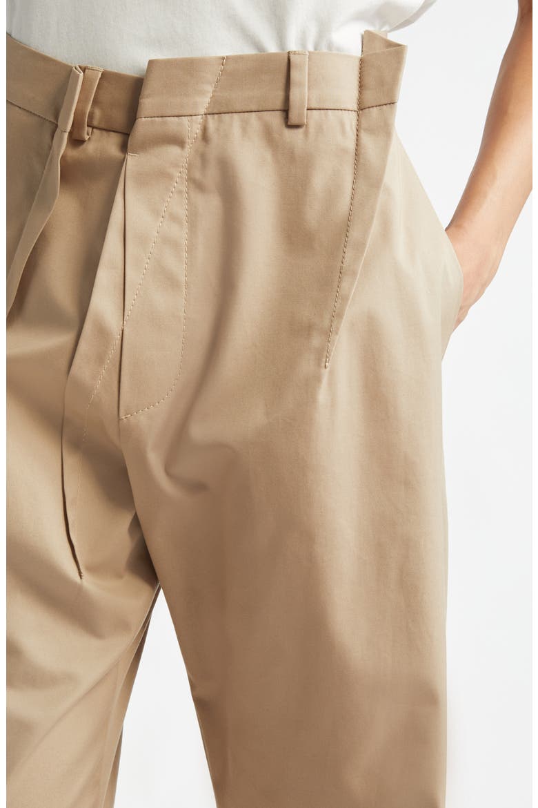 Pleated Cotton Gabardine Straight Leg Pants, Alternate, color, SAND