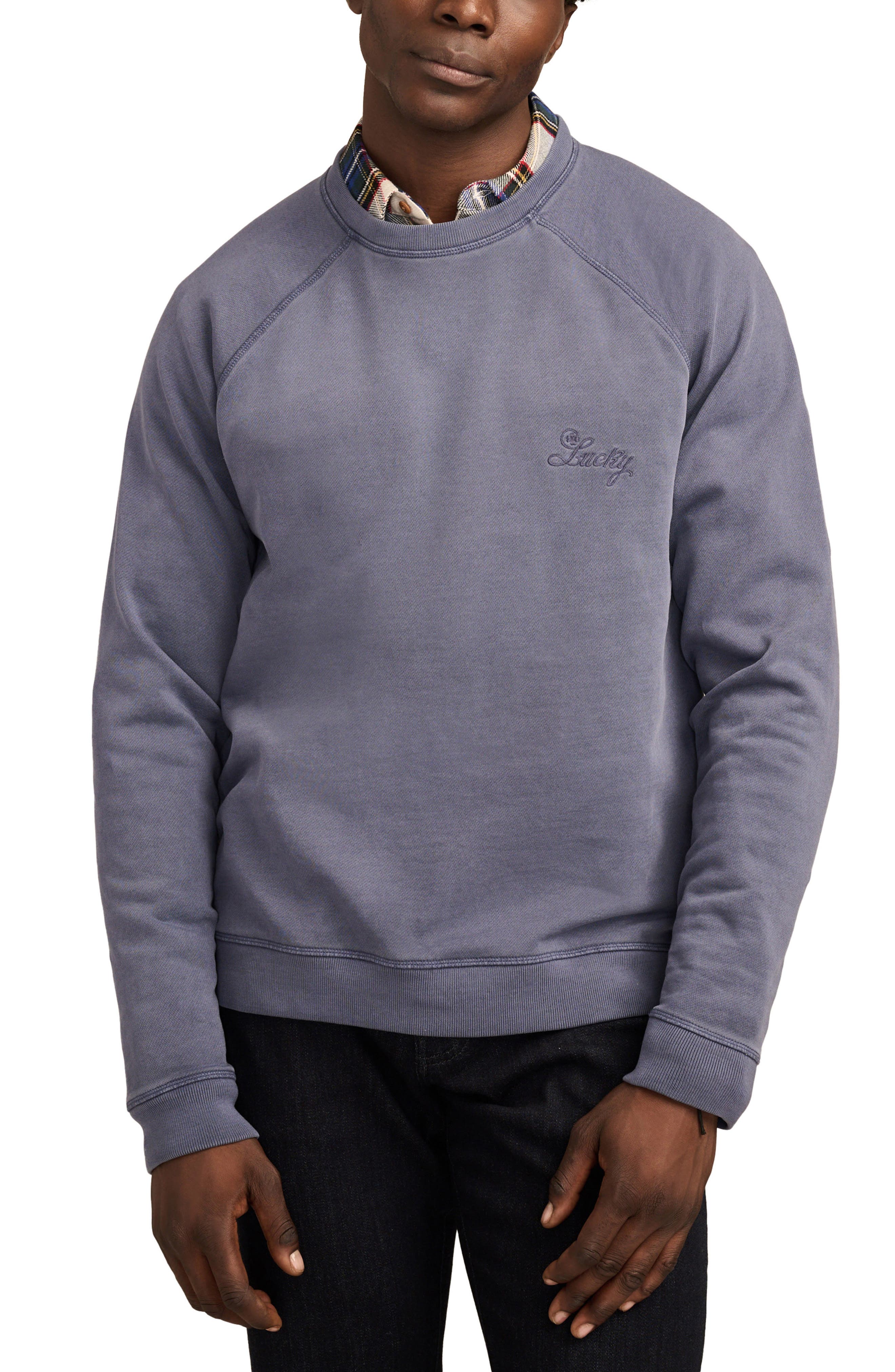 Lucky Brand Logo Fleece Sweatshirt in Vintage Indigo 