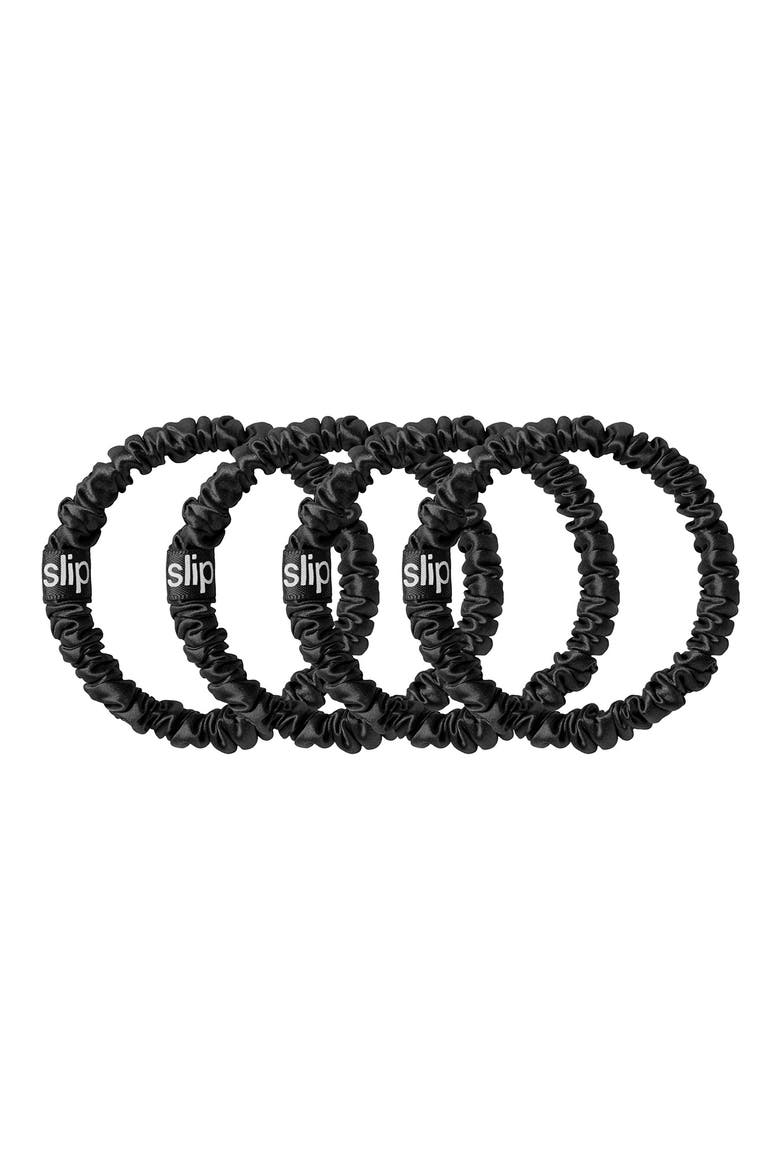 4-Pack Skinny Silk Scrunchies, Main, color, NO COLOR
