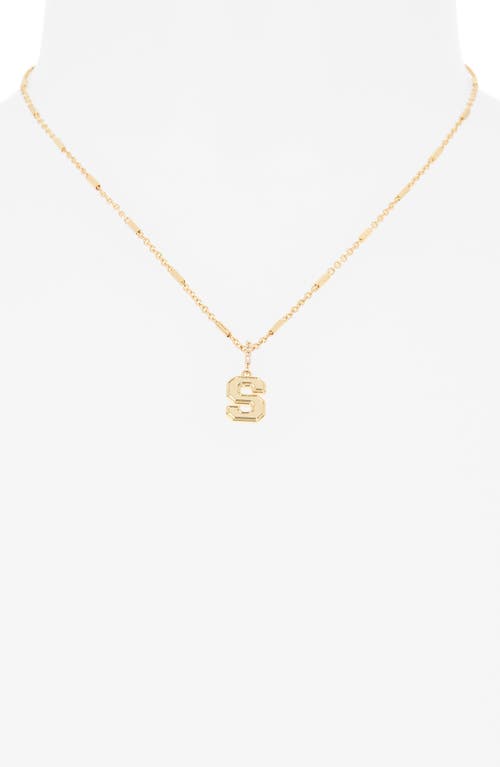 Leith Varsity Font Cubic Zirconia Initial Pendant Necklace In Gold