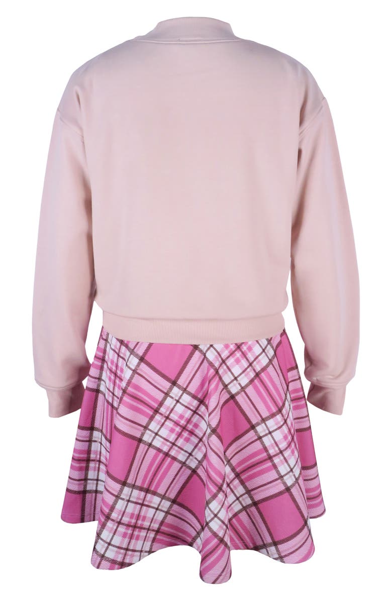 Zunie Kids' Los Angeles Sweater & Plaid Skirt Set, Alternate, color, Pink/ Beige