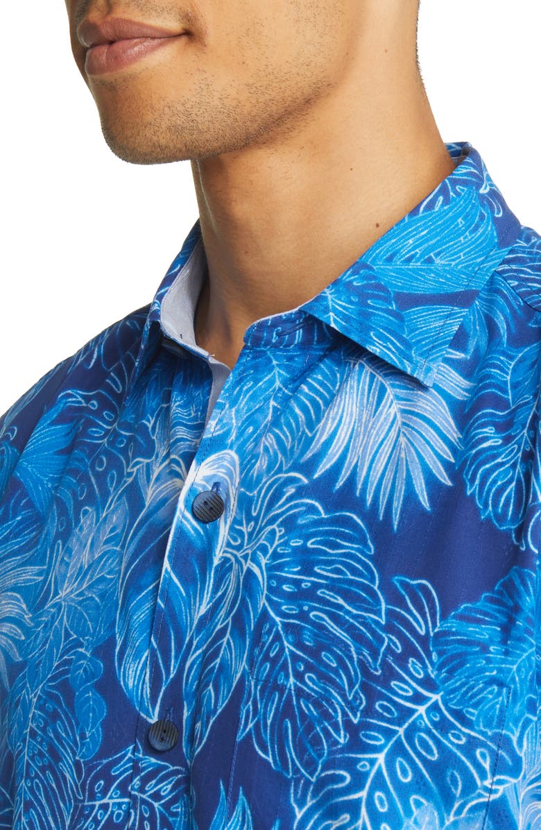 Tommy Bahama Luminescent Fronds Short Sleeve Silk Button-Up Shirt, Alternate, color, 