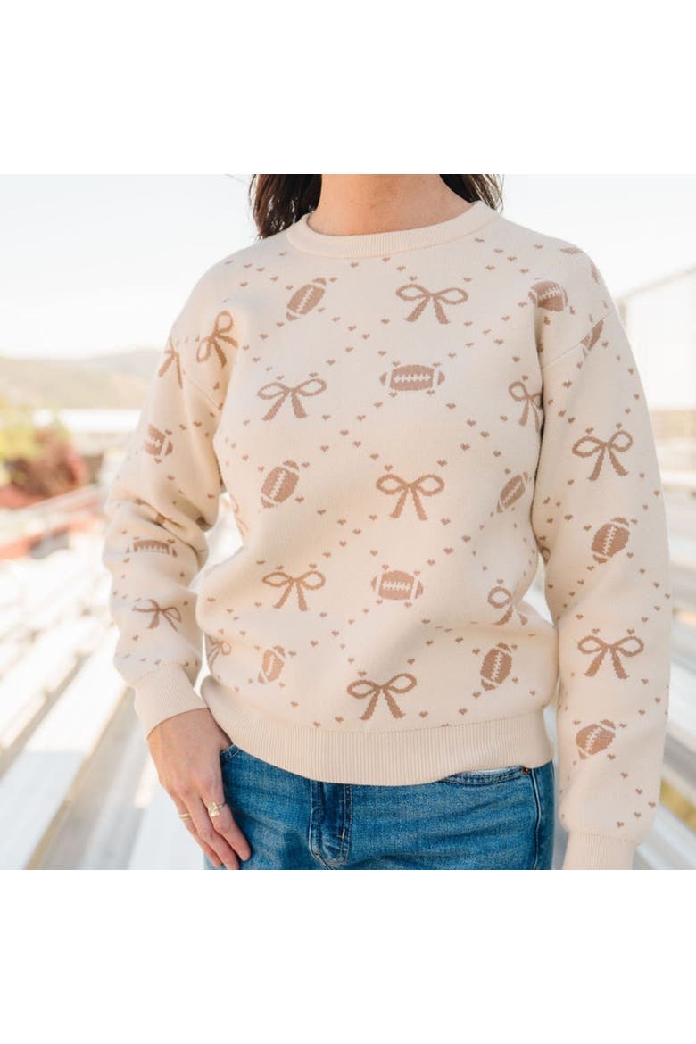 Football Trellis Women's Sweater, Alternate, color, Ivory
