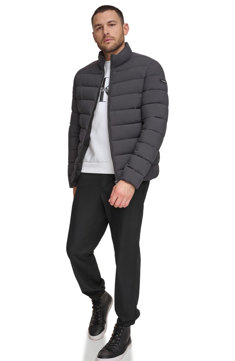Calvin Klein Stretch Puffer Jacket, Alternate, color, Iron