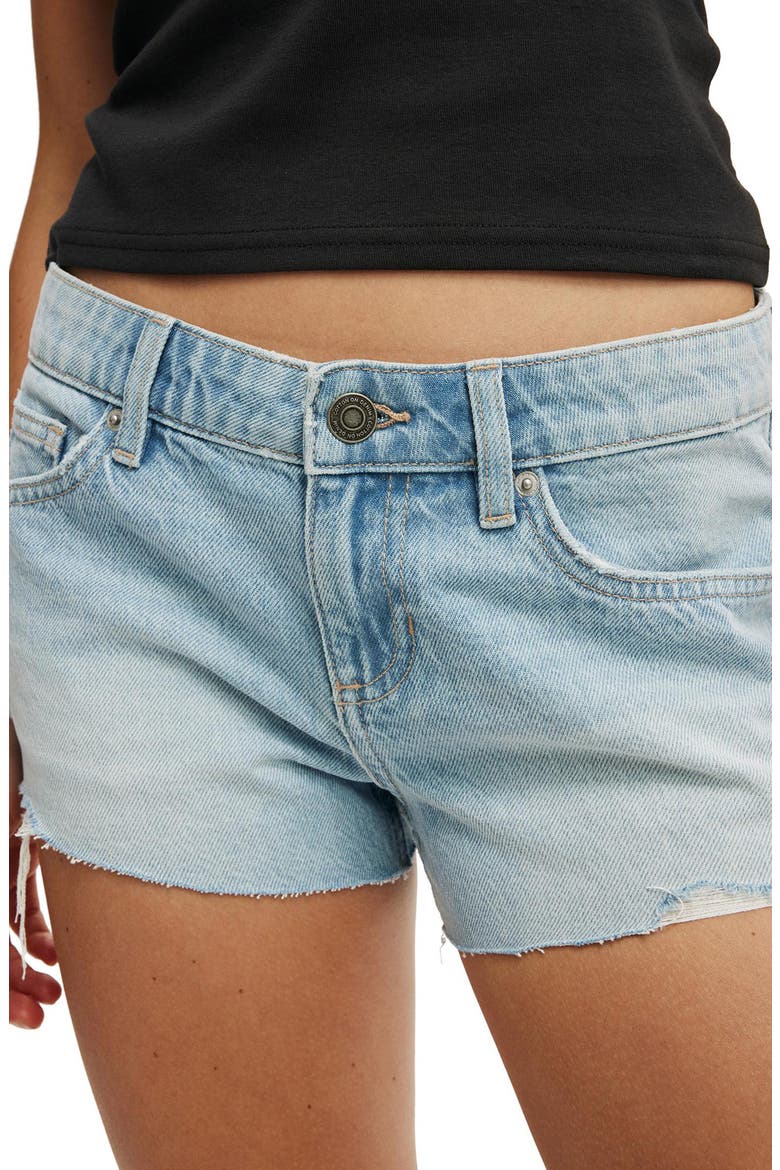 Micro Low Rise Denim Cutoff Shorts, Alternate, color, LAUREL BLUE RIP