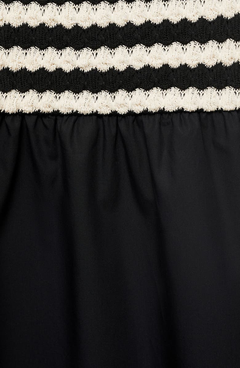 MANGO Nati Strapless Mixed Media Maxi Dress, Alternate, color, Black