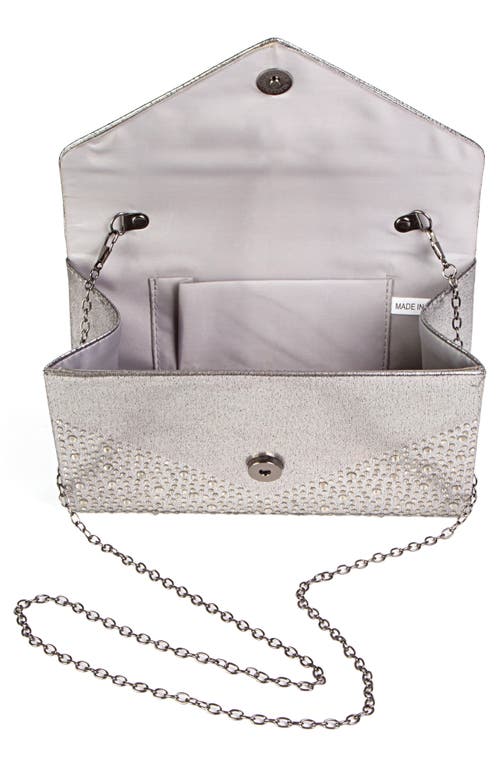Lady Couture Rhinestone Envelope Clutch In Pewter