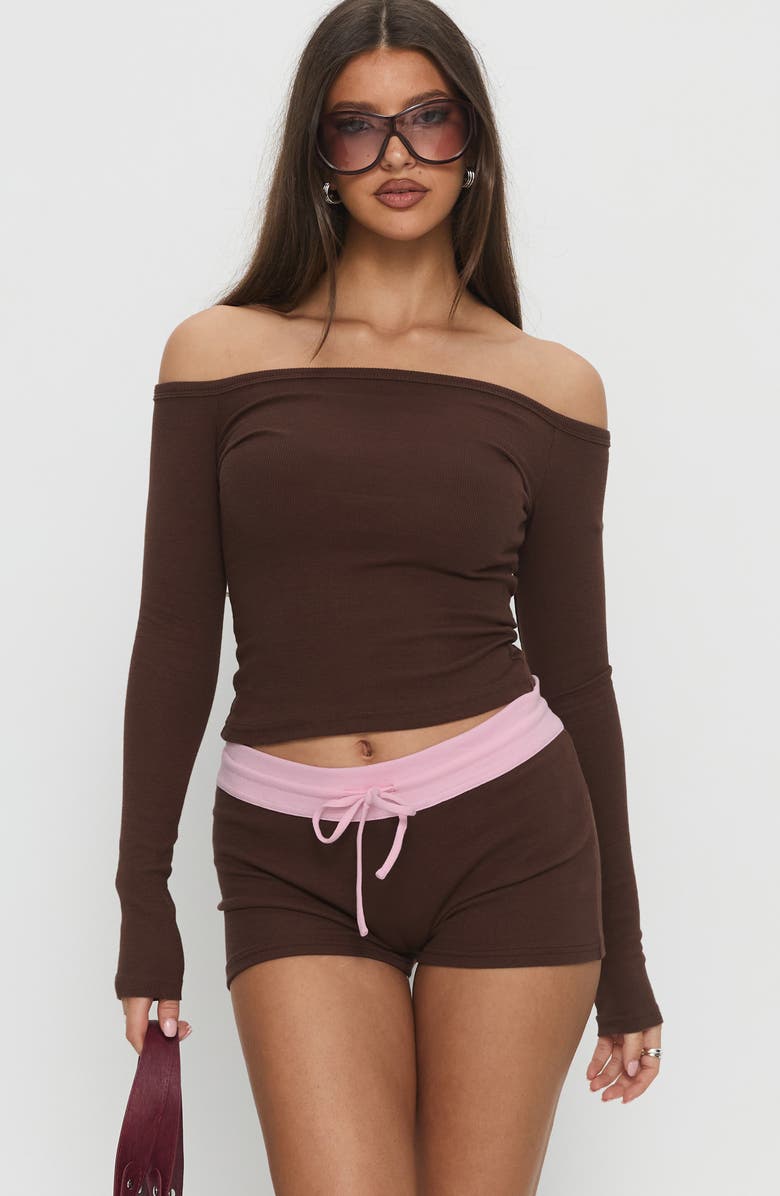 Princess Polly Baseline Ribbed Stretch Cotton Micro Shorts, Alternate, color, 