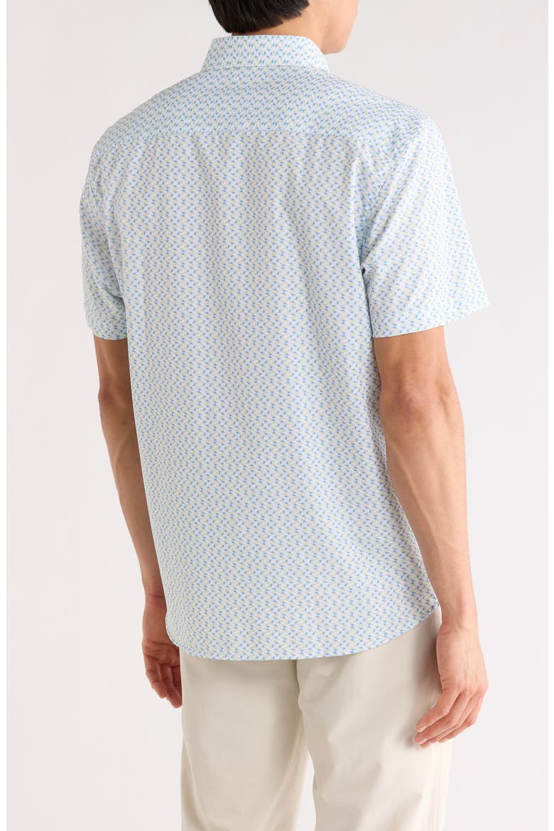 Slim Fit Zigzag Short Sleeve Button-Down Shirt, Alternate, color, WHITE/ YELLOW