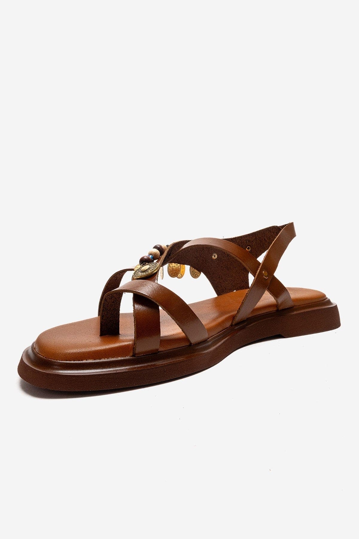 Forever & Always Shoes Hush Leather Beaded Sandal, Alternate, color, Cognac