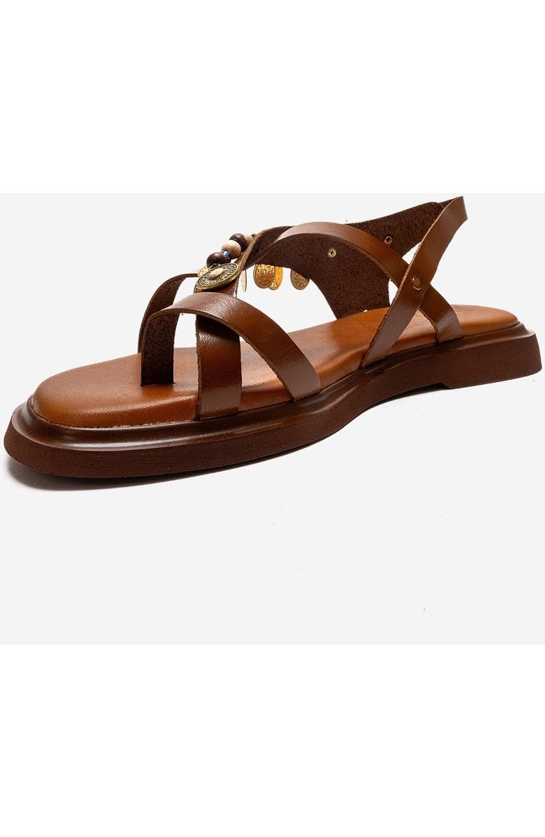 Forever & Always Shoes Hush Leather Beaded Sandal, Alternate, color, Cognac