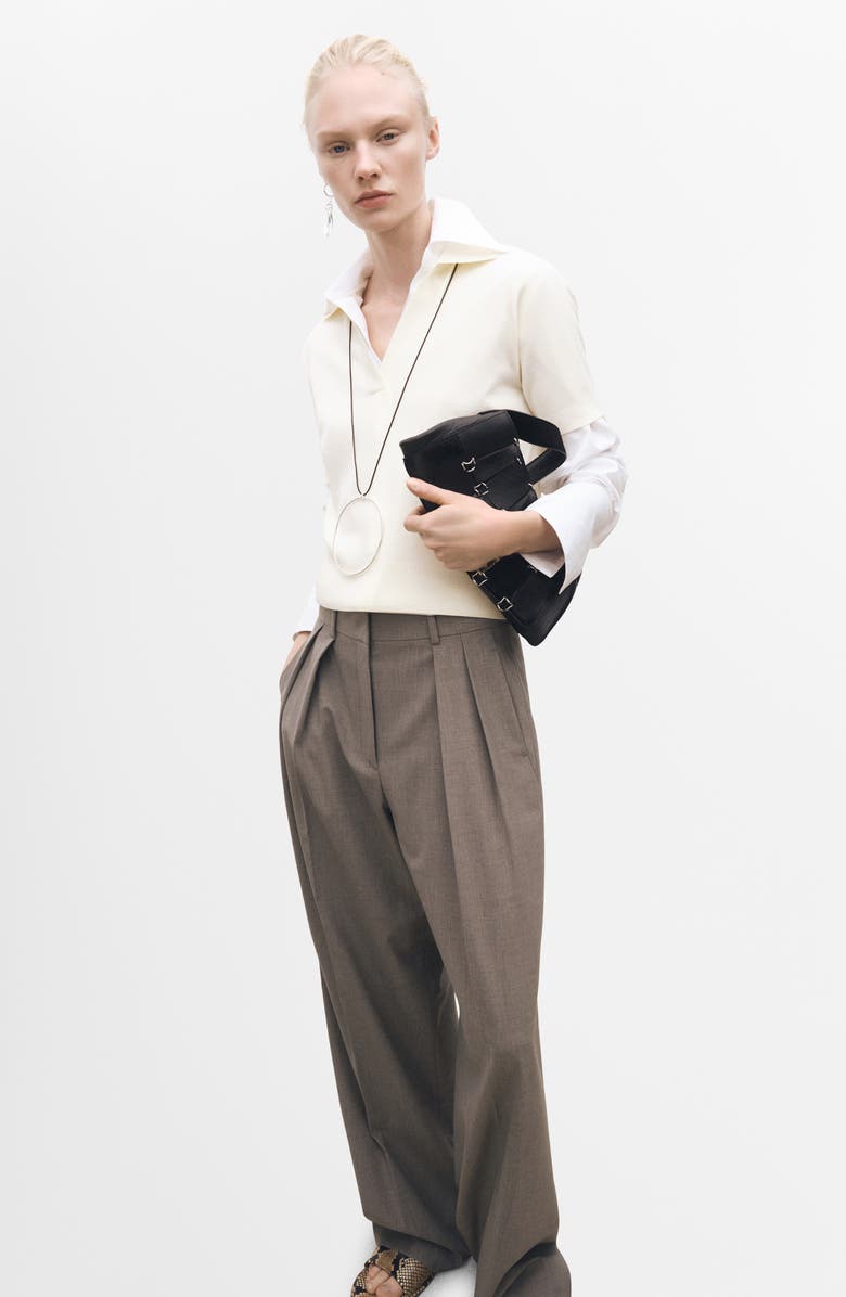 MANGO Short Sleeve Cotton & Wool Polo Sweater, Alternate, color,