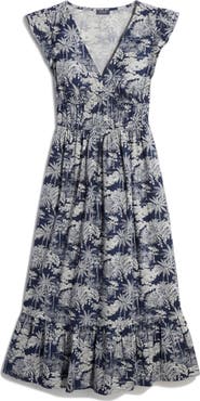 vineyard vines Ruffle Hem Cotton Stretch Poplin Dress