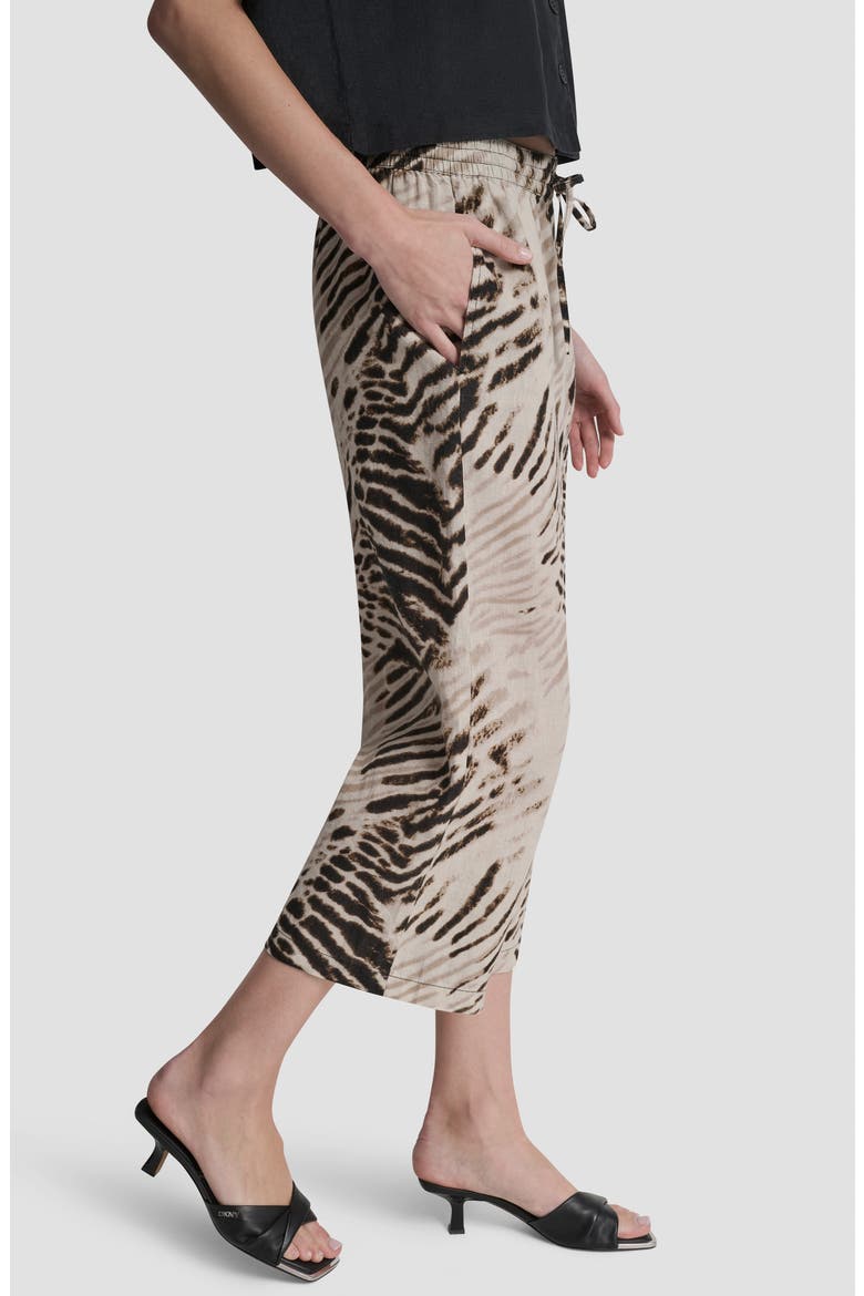 Printed Linen Drawstring Pants, Alternate, color, BRUSHED SANDBED