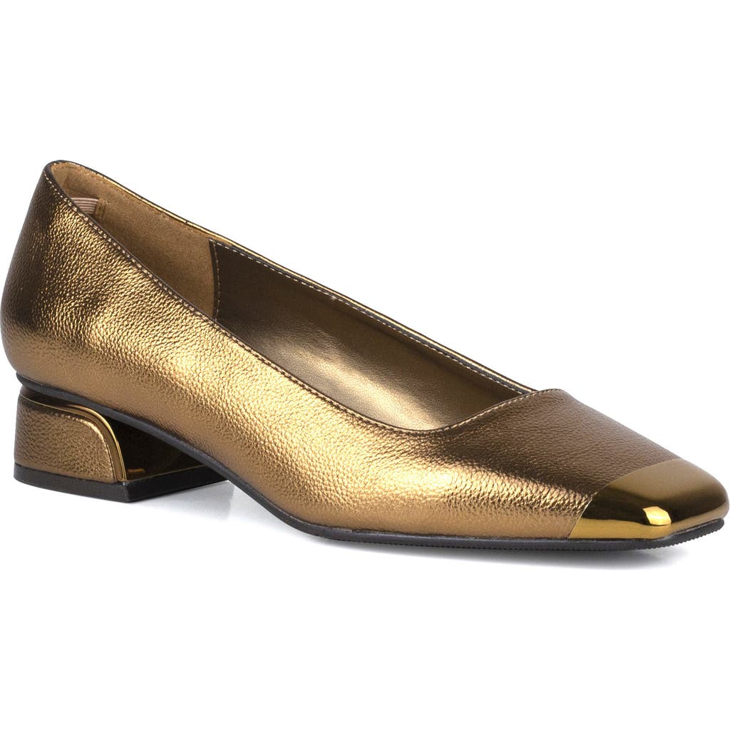 Ninety Union Eagle Tipped Square Toe Pump In Gold