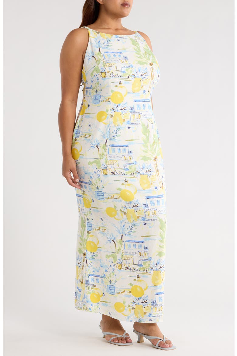 Amalfi Coast Mizie Open Back Dress, Alternate, color, WHITE/ BLUE