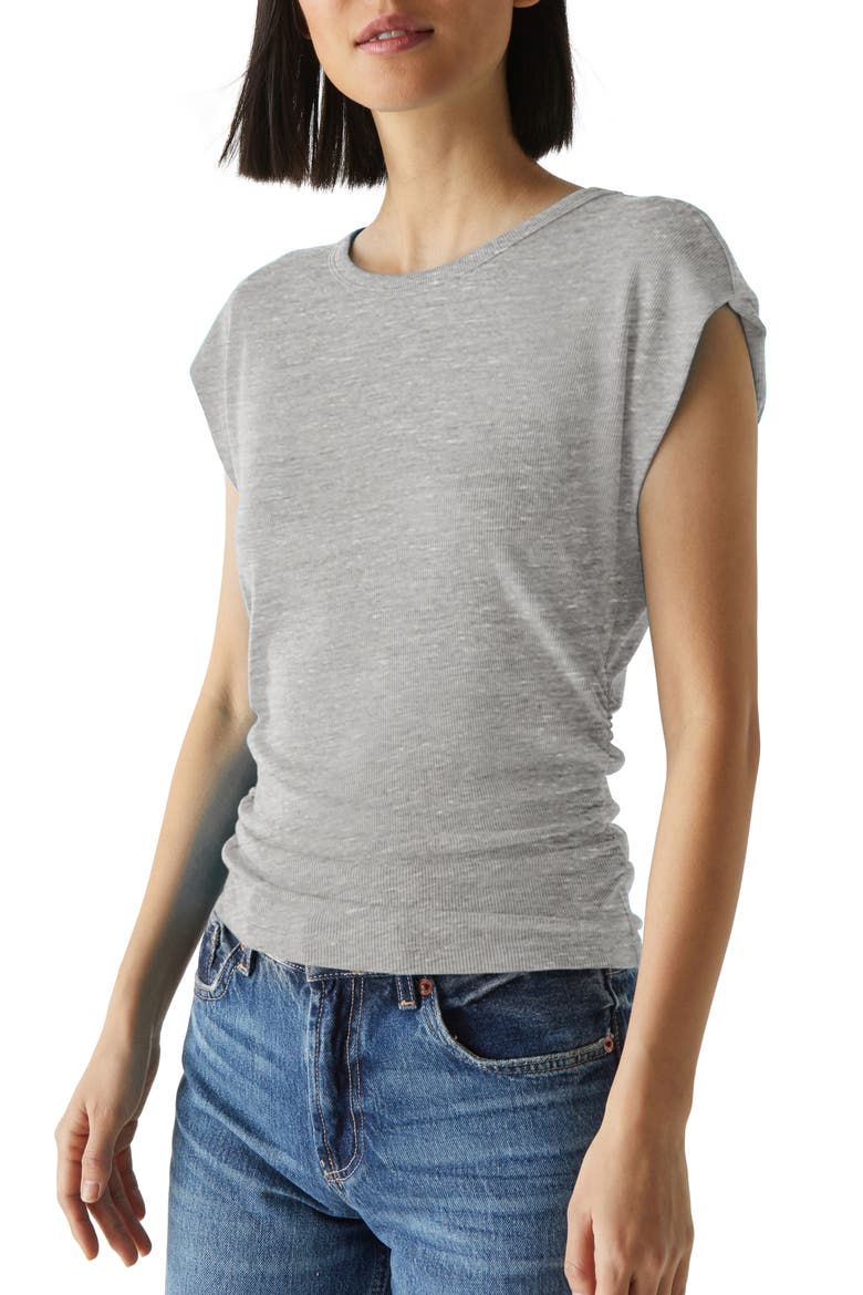 Joni Power Shoulder Rib Top, Alternate, color, HEATHER GREY