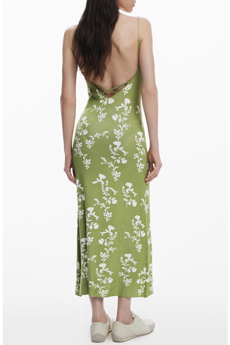 Floral Knit Maxi Dress & Open Stitch Long Sleeve Sweater Set, Alternate, color, GREEN