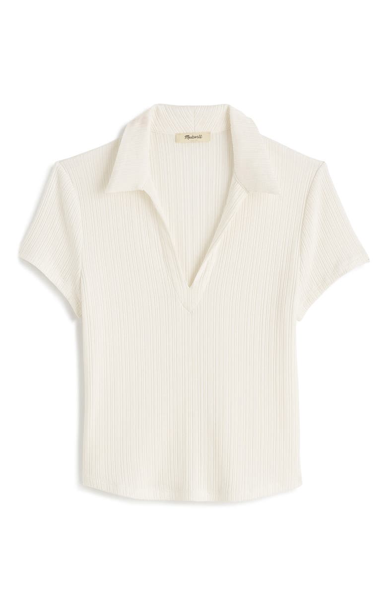 Madewell V-Neck Rib Polo Top, Alternate, color, Lighthouse