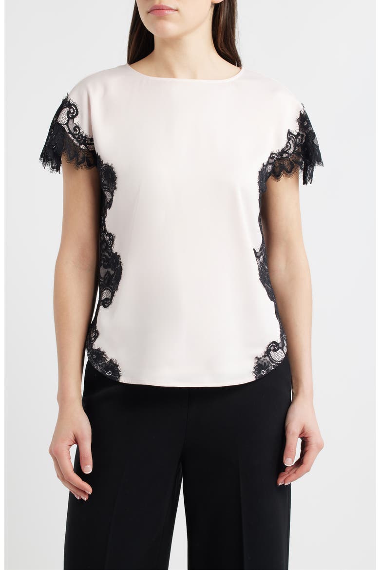 Lace Trim Bateau Neck Top, Main, color, SOFT BLOSSOM