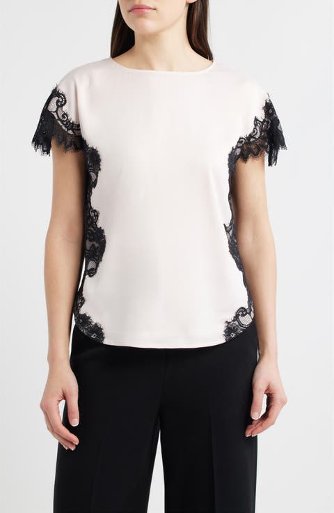Lace Trim Bateau Neck Top