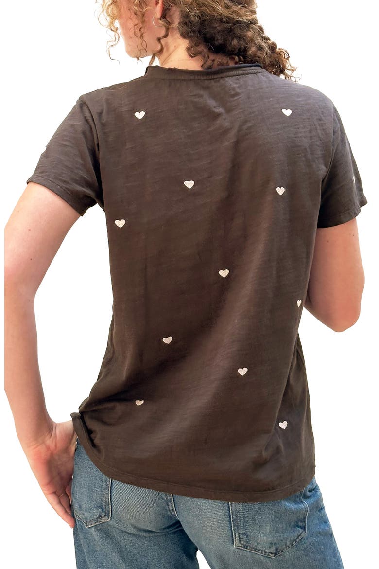 Pink Hearts Embroidered T-Shirt, Alternate, color, COFFEE
