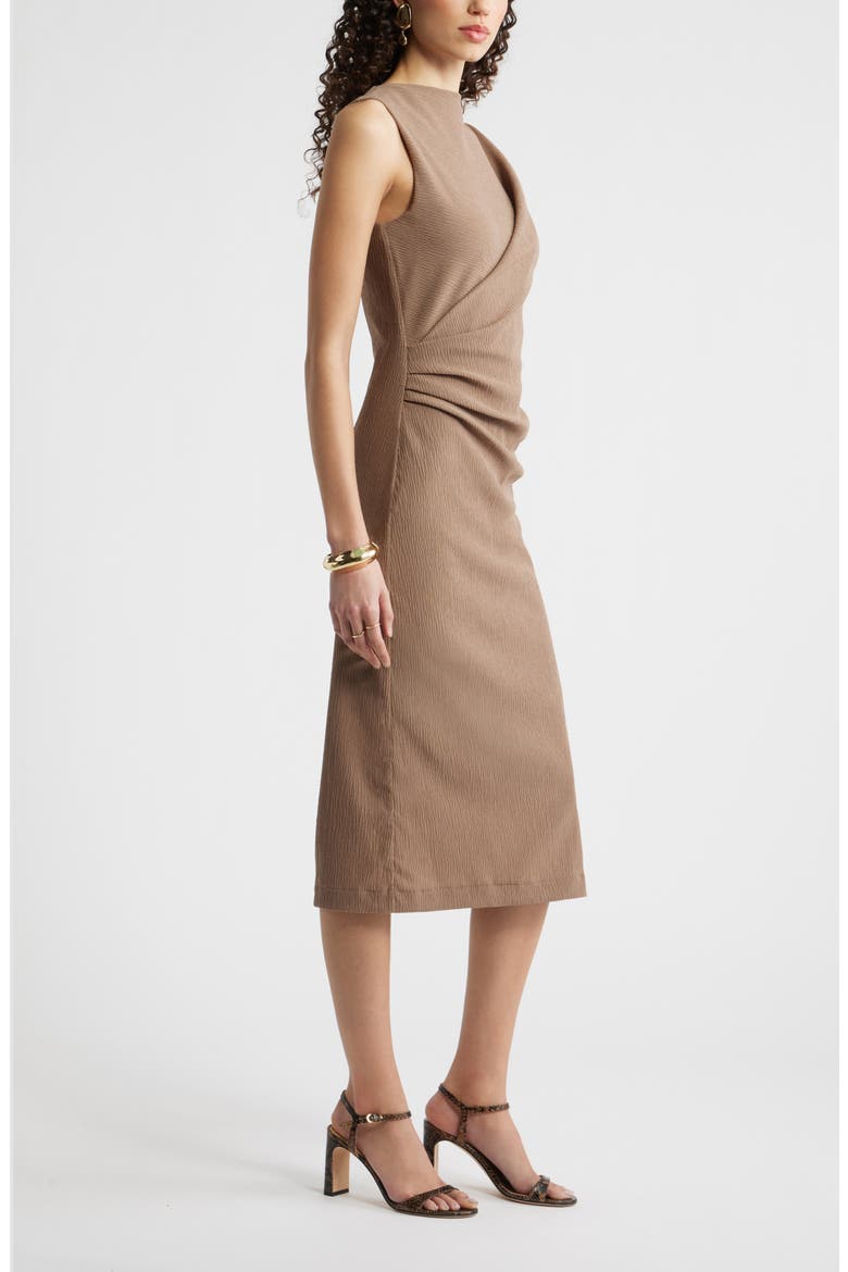 Ruched Midi Dress, Alternate, color, BROWN LENTIL