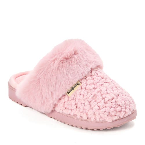 Dearfoams Womens Claire Cable Knit Chenille Clog House Slipper In Pink