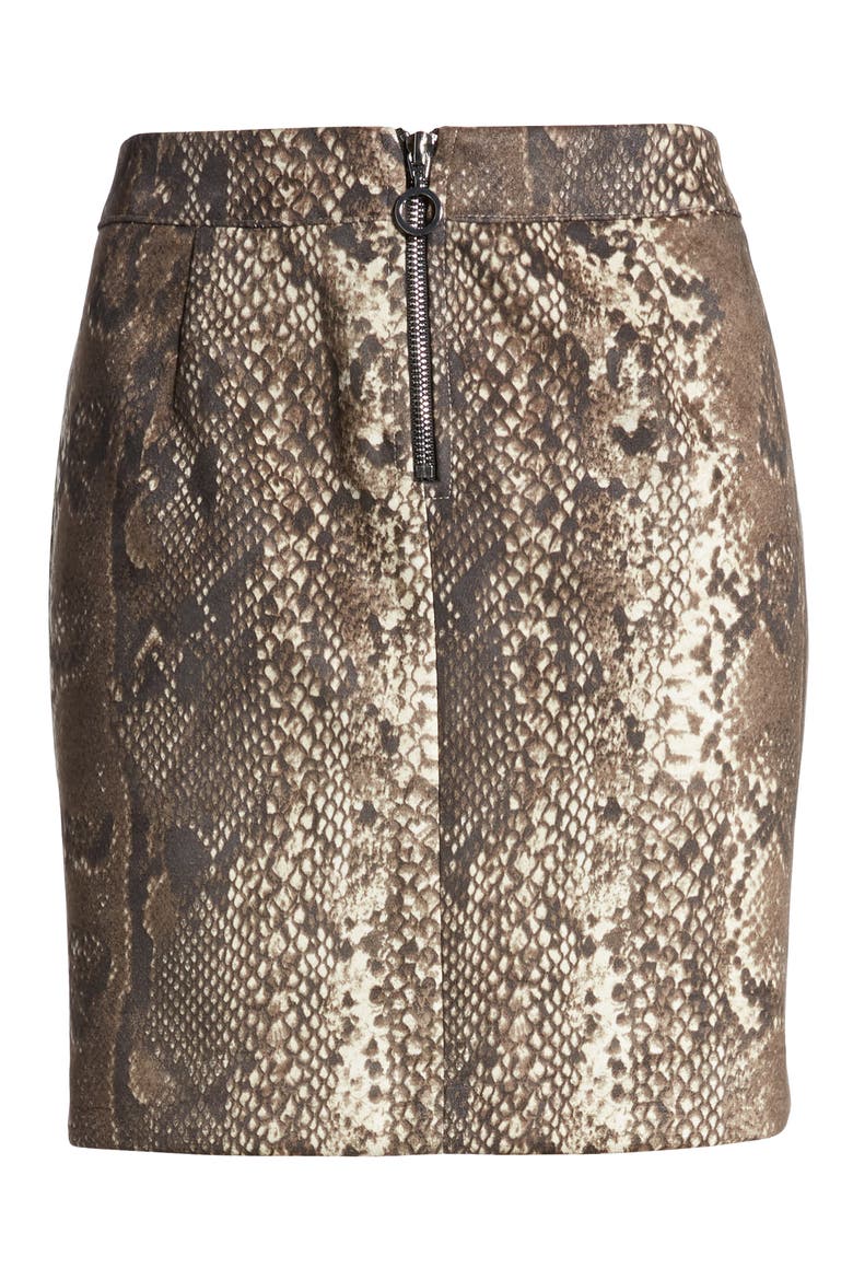 Donna Snake Print Faux Suede Miniskirt, Alternate, color, COFFEE BEAN/ AOP SNAKE