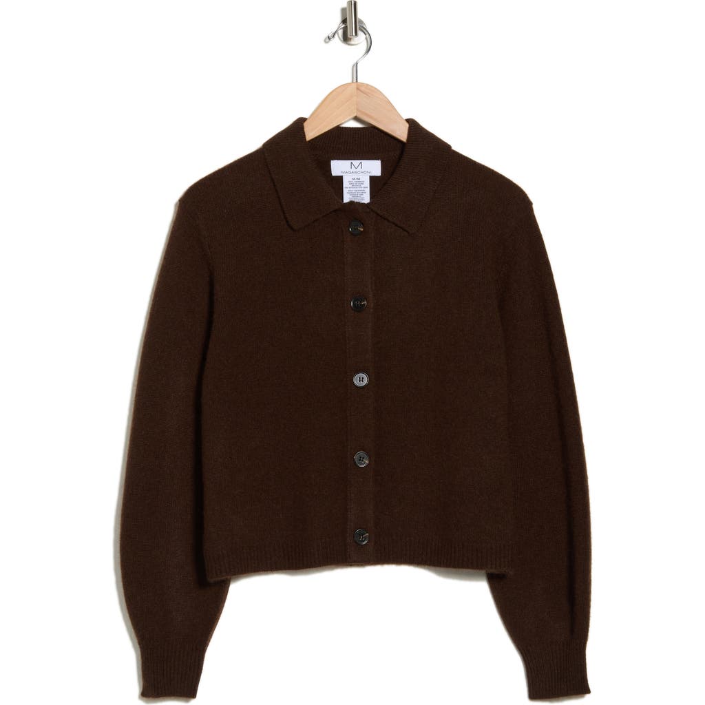 Magaschoni Cashmere Polo Cardigan In Burgundy