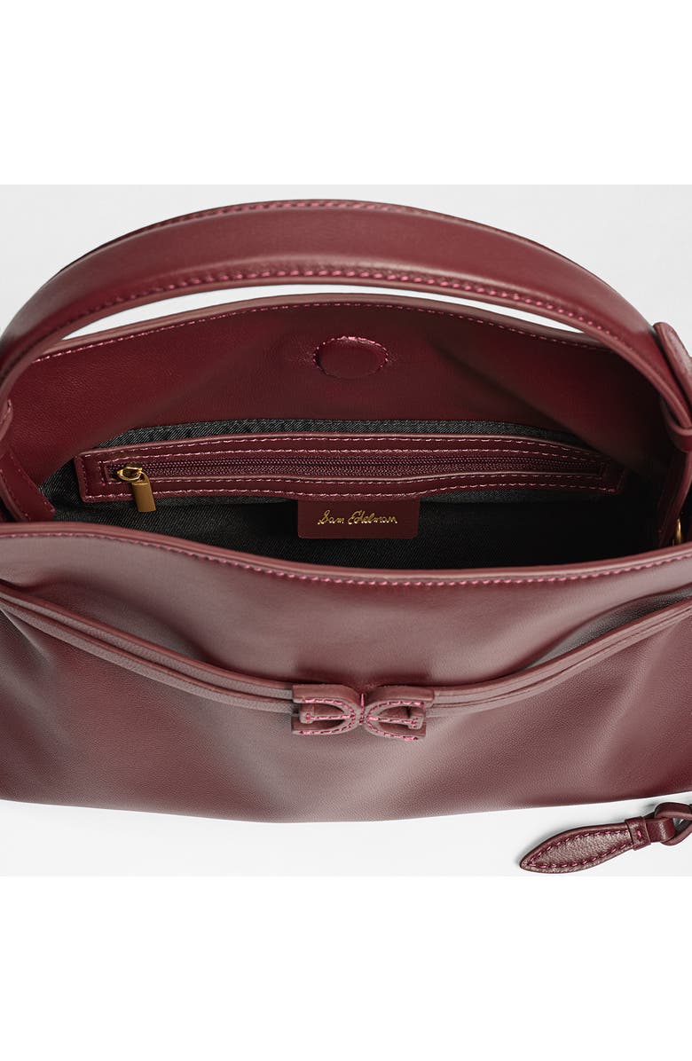 Sam Edelman Small Poppy Drawstring Leather Crossbody Bag, Alternate, color, Bordeaux