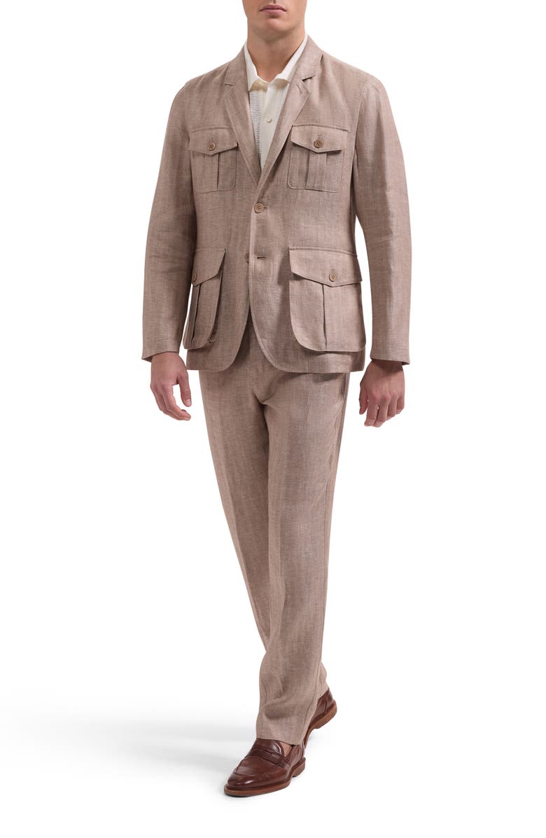 Bugatchi Linen Safari Jacket, Alternate, color, Tobacco