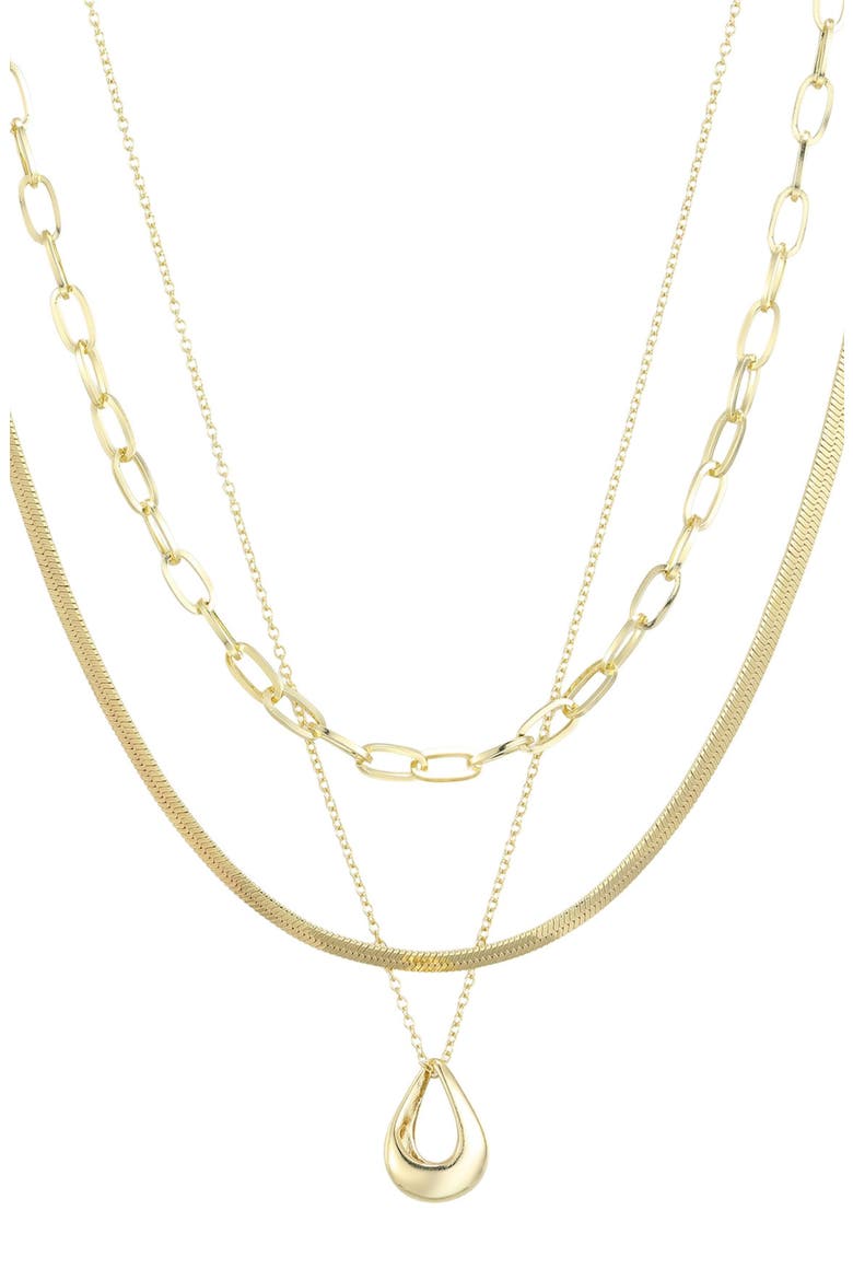 Set of 3 18K Gold Plated Necklaces, Main, color, GOLD
