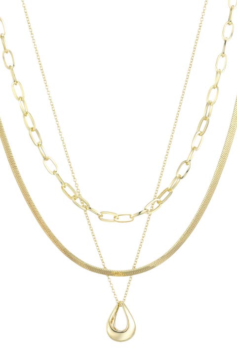 Set of 3 18K Gold Plated Necklaces