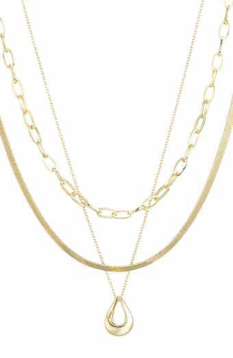 Set of 3 18K Gold Plated Necklaces