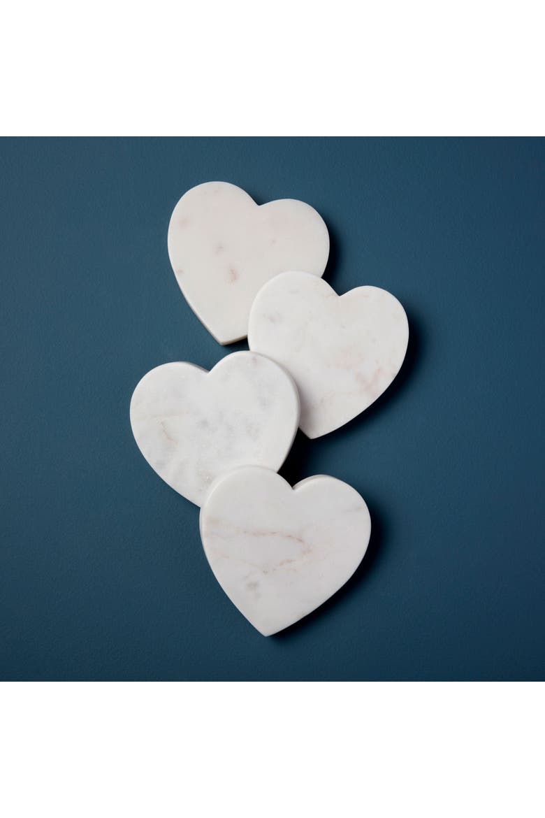Marble Heart Coasters - Set of 4, Alternate, color, White