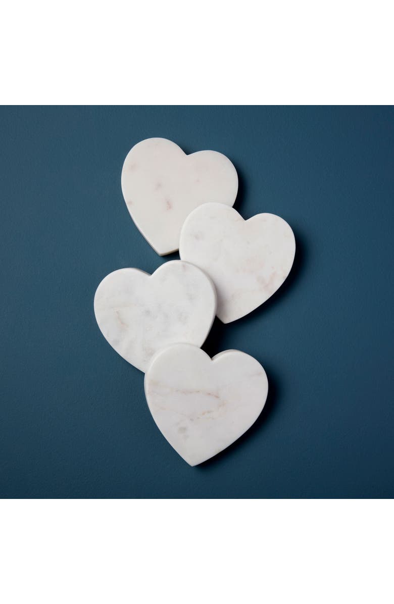 Be Home Marble Heart Coasters - Set of 4, Alternate, color, White