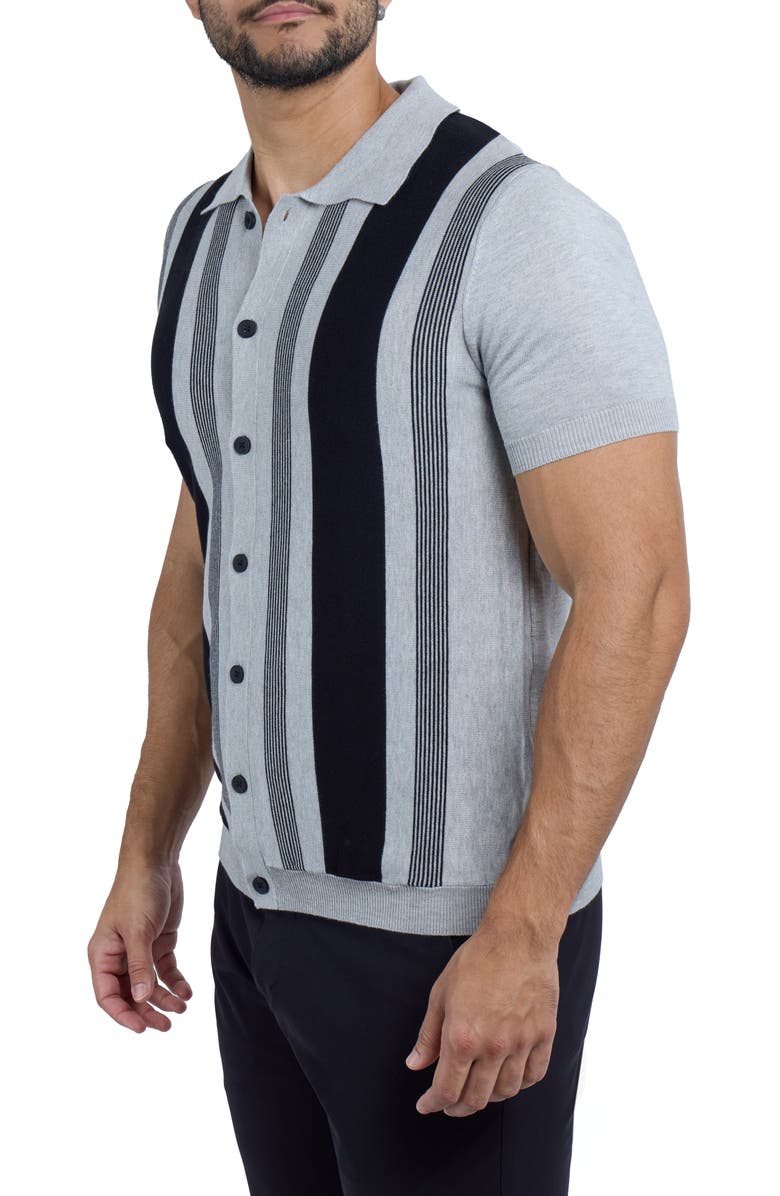 Spring + Mercer Classic Fit Stripe Short Sleeve Knit Button-Up Shirt, Alternate, color,